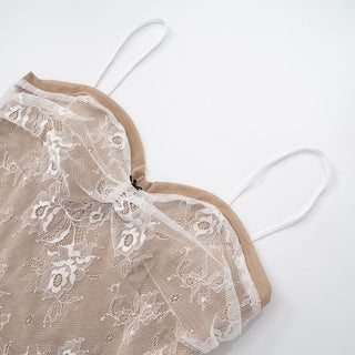 Lace bowknot backless cami top