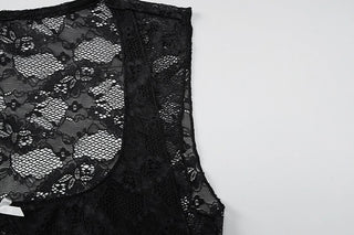 Square neck bowknot lace tank top