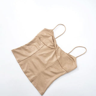 PU leather ruched cami top