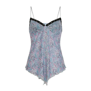 V neck contrast mesh cami top