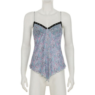 V neck contrast mesh cami top