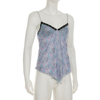 V neck contrast mesh cami top