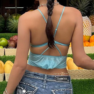 O ring cross back hollow out cami cut out top