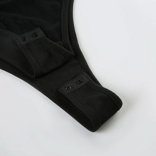 V neck mesh patchwork cami bodysuit