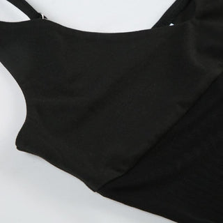 V neck mesh patchwork cami bodysuit