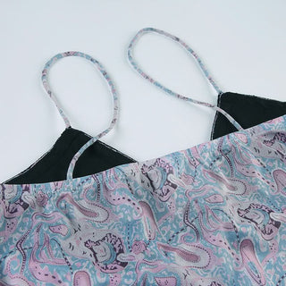 V neck contrast mesh cami top