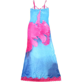 V neck lace hem flower print cami maxi dress