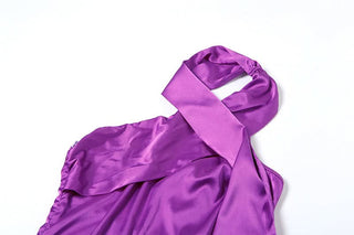 Halter self tie solid mini dress