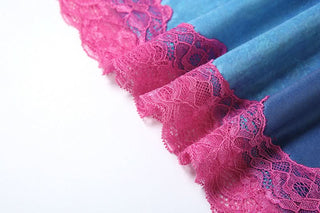 V neck lace hem flower print cami maxi dress