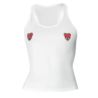 U neck sweetheart print o ring tank top