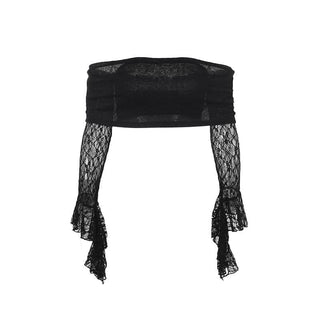 Off shoulder long flared sleeve lace top
