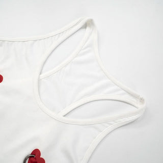 U neck sweetheart print o ring tank top