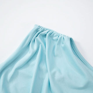 Sleeveless solid ruched knotted mini dress