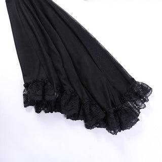 Long flared sleeve lace up ruffle top