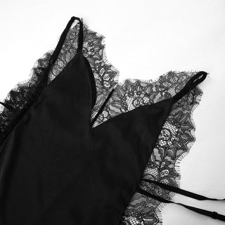 V neck high slit lace hem cami maxi dress