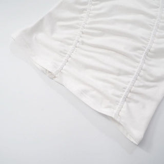 Short sleeve ruched solid top