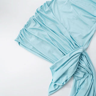 Sleeveless solid ruched knotted mini dress