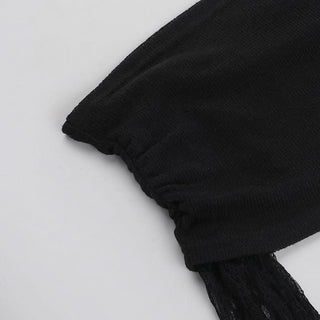 Off shoulder long flared sleeve lace top