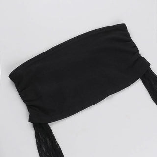 Off shoulder long flared sleeve lace top