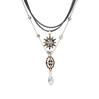 Cuban pendant layered beaded necklace