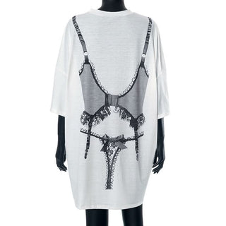 Crewneck long sleeve abstract print top