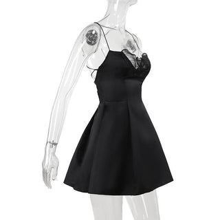 Butterfly applique lace up cami mini dress