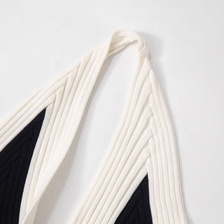 One shoulder knitted self tie top