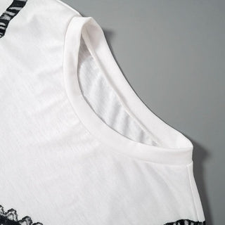 Crewneck long sleeve abstract print top