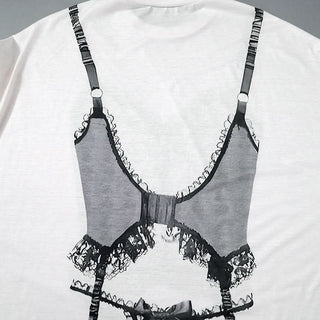 Crewneck long sleeve abstract print top