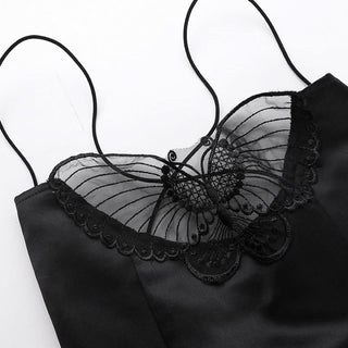 Butterfly applique lace up cami mini dress