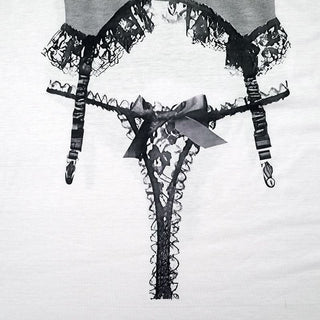 Crewneck long sleeve abstract print top