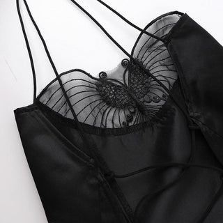 Butterfly applique lace up cami mini dress