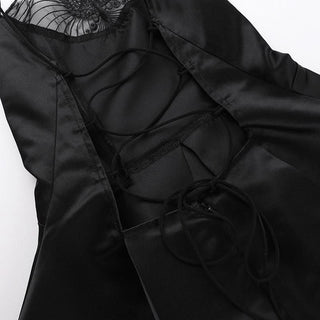 Butterfly applique lace up cami mini dress