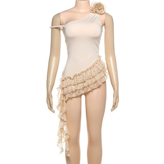 Irregular ruffle flower applique top