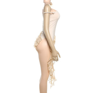 Irregular ruffle flower applique top