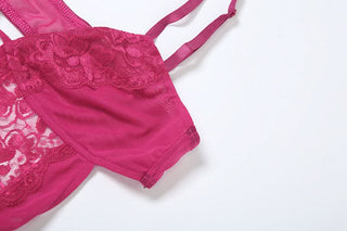 V neck lace ruffle cami mini dress