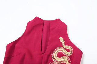 Snake embroidery v neck top