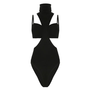 High neck hollow out 2 piece cami bodysuit