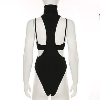 High neck hollow out 2 piece cami bodysuit