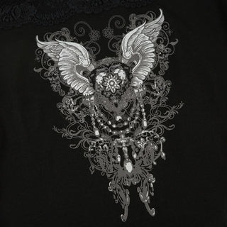 Off shoulder lace patchwork abstract top