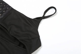 Hollow out button cami corset romper