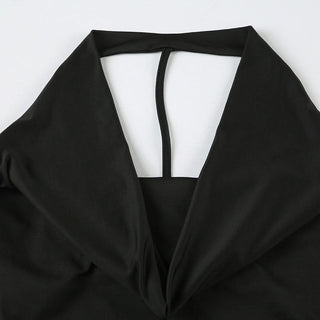 Cowl neck o ring backless mini dress