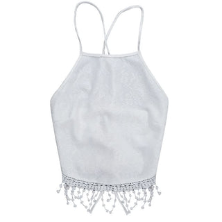 Lace tassels lace up cami top