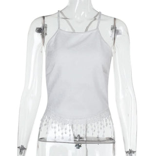 Lace tassels lace up cami top