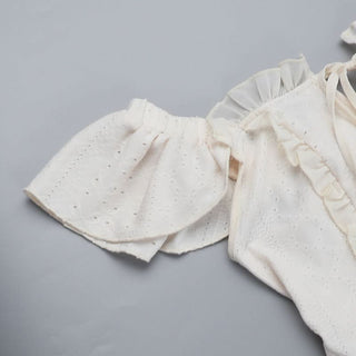 Off shoulder lace hem ruffle maxi dress