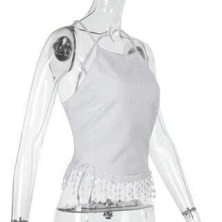 Lace tassels lace up cami top