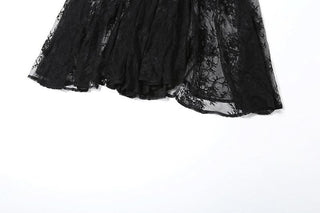 Off shoulder lace mesh zip-up maxi dress