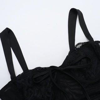 Hollow out mesh ruched cami cut out maxi dress