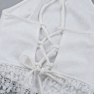 Lace tassels lace up cami top