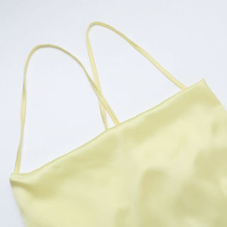 Cross back lace up satin cami maxi dress